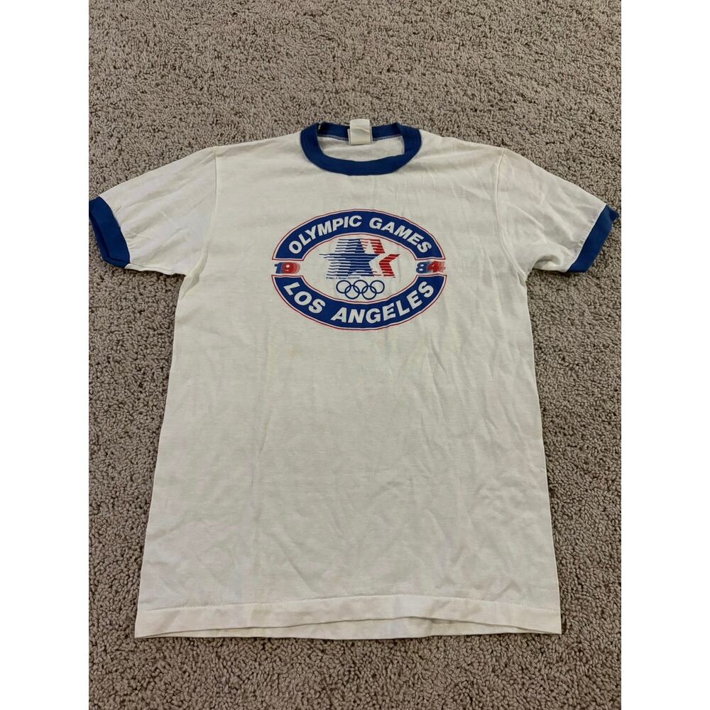 Levis Vintage Olympic Games 1984 Los Angeles Ringer T Shirt Made In USA 1980 L